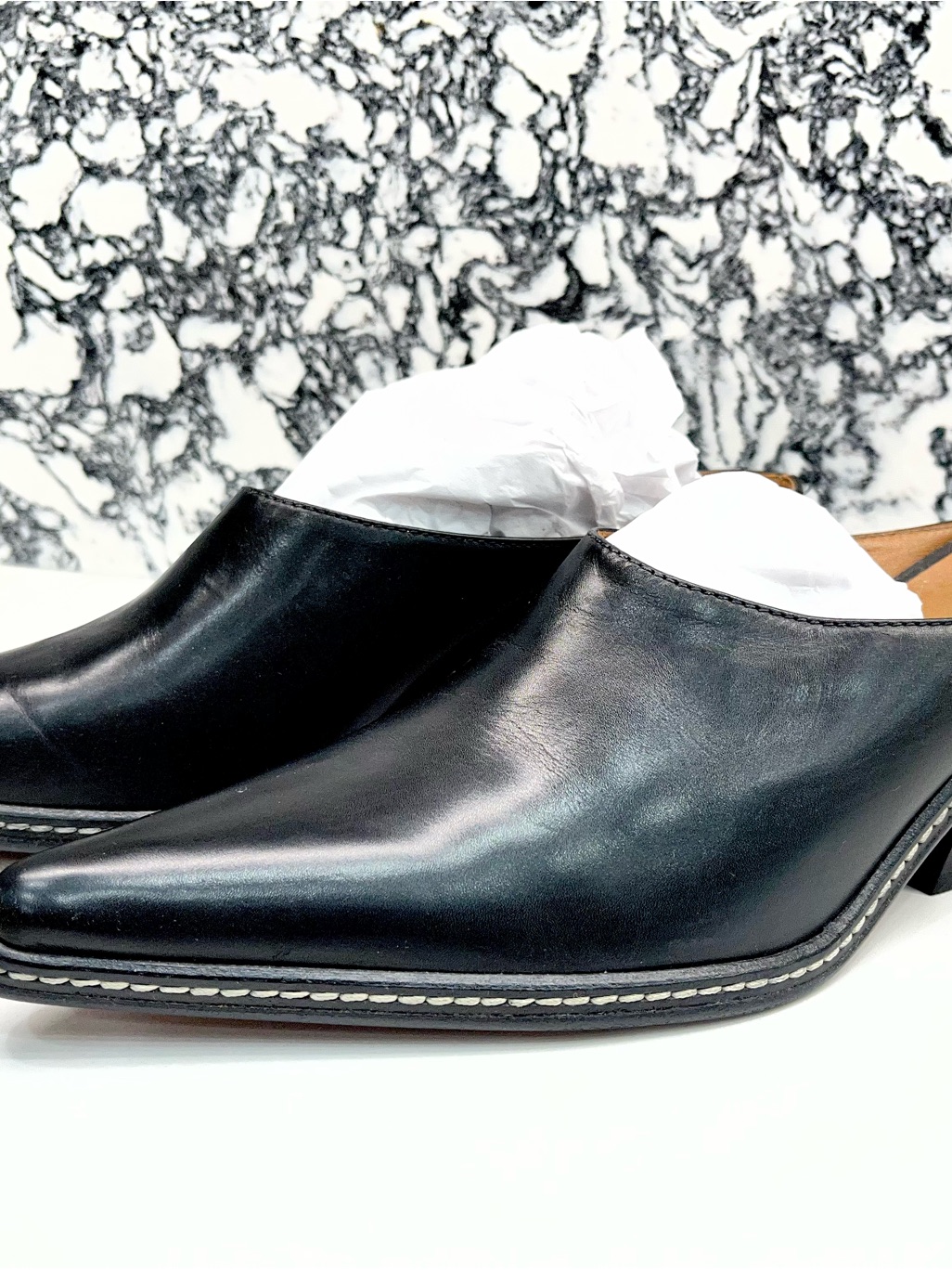 Women’s Black Leather Donald J. Pliner Mule Shoes